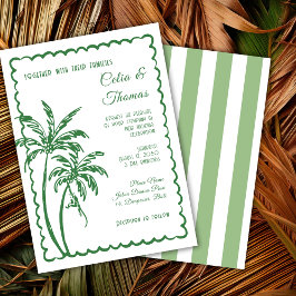 Invitación Boda de Destino de Playa Retro Costera Tropical