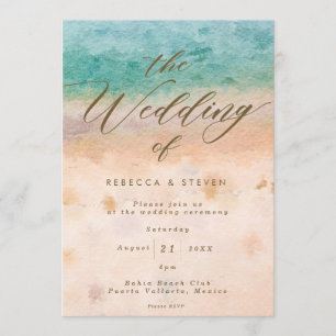 Invitación boda de destino de playa tropical