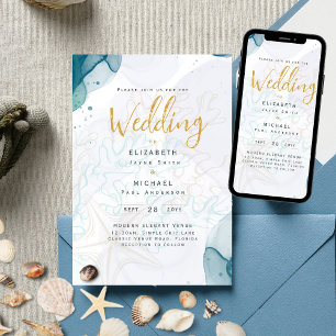 Invitación Boda de destino de playa tropical costera