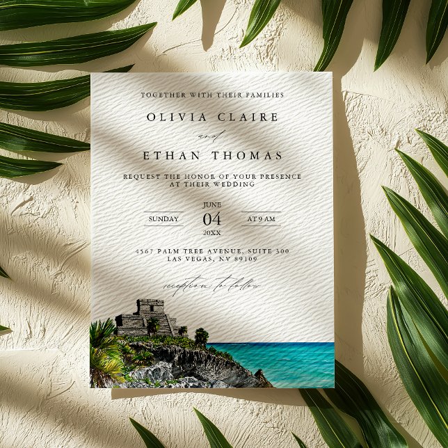 Invitación Boda de destino de playa tropical de Tulum Mexico (Subido por el creador)