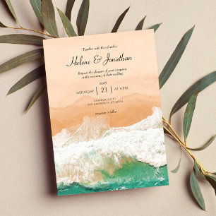 Invitación Boda de destino de playa tropical en el océano cos