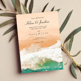Invitación Boda de destino de playa tropical en el océano cos