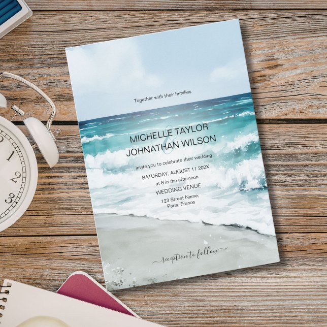 Invitación Boda de Destino de Playa Tropical en México (Mexico Tropical Beach Destination Wedding Invitation)