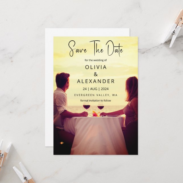 Invitación boda de destino de playa tropical, excepto la fech (Anverso/Reverso In Situ)