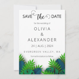 Invitación boda de destino de playa tropical, excepto la fech