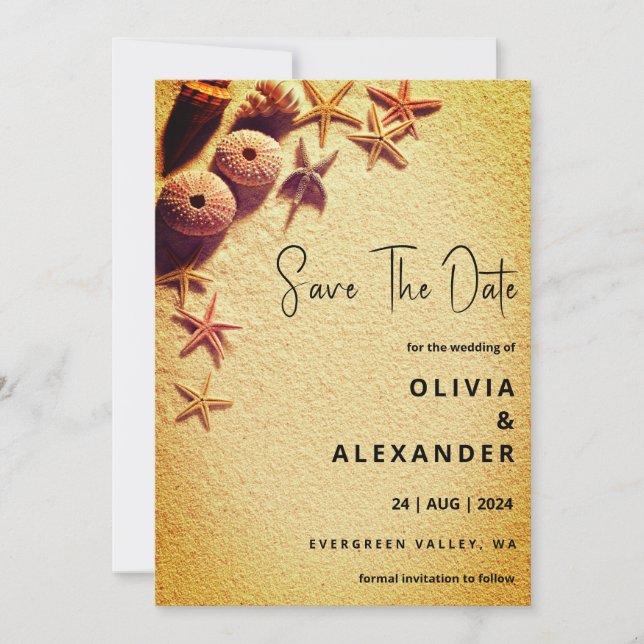 Invitación boda de destino de playa tropical, excepto la fech (Anverso)