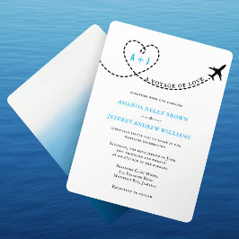 Invitación Boda de destino de ruta del avión de amor