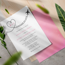 Invitación Boda de destino de ruta del avión de amor