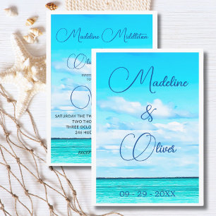 Invitación Boda de destino de verano costero en la playa