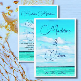 Invitación Boda de destino de verano costero en la playa