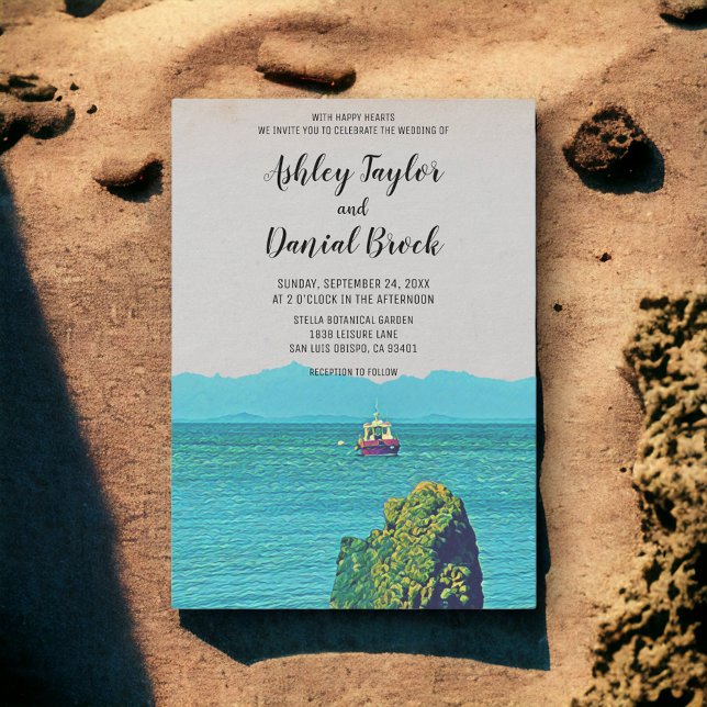 Invitación Boda de destino de viaje de la marina de barcos de (Subido por el creador)