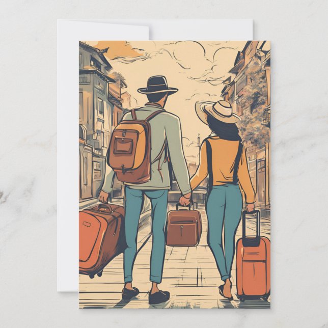 Invitación boda de destino de viaje guardar la fecha (Anverso)
