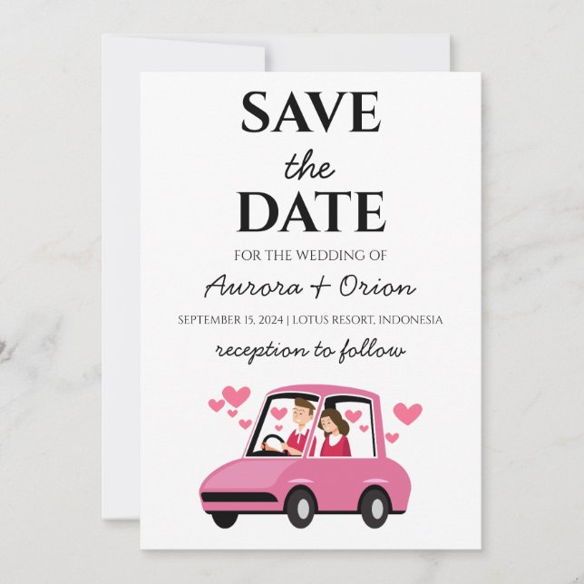 Invitación boda de destino de viaje guardar la fecha (Anverso)