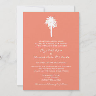 Invitación Boda de destino del árbol de palmas de coral
