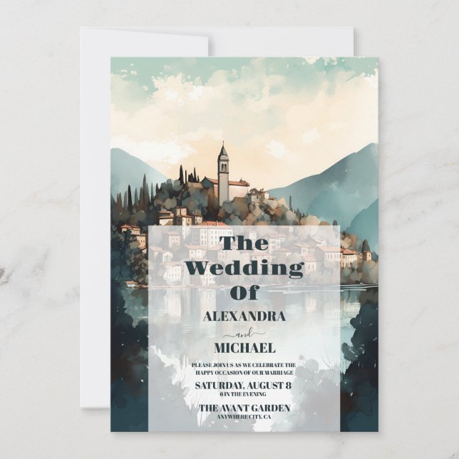 Invitación Boda de destino del lago Como de Italia (Anverso)