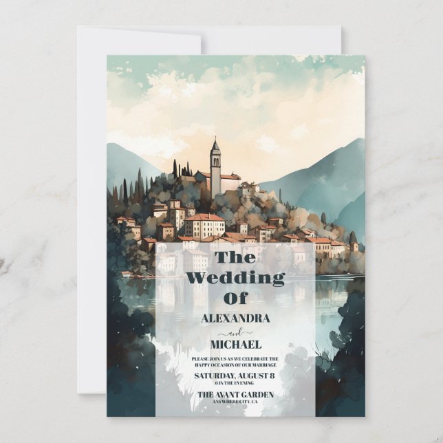 Invitación Boda de destino del lago Como de Italia (Anverso)