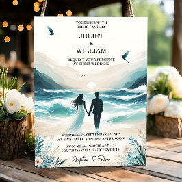 Invitación Boda de destino del océano de verano de primavera 