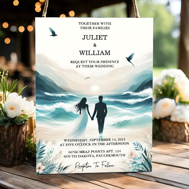 Invitación Boda de destino del océano de verano de primavera  (Subido por el creador)