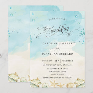 Invitación Boda de destino del océano tropical de playa