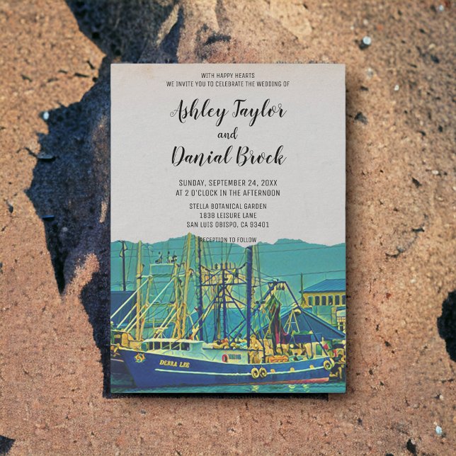 Invitación Boda de destino del puerto naval de viajes de barc (Subido por el creador)