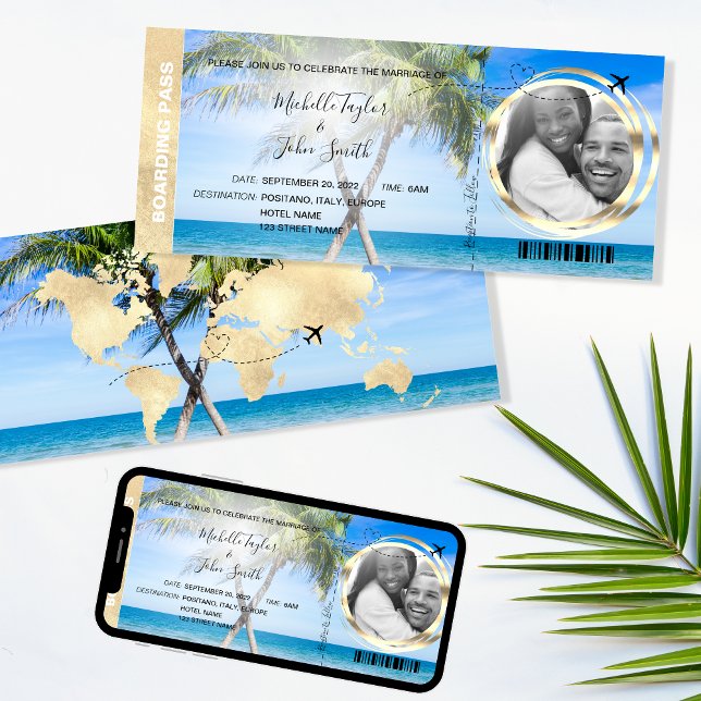 Invitación Boda de destino Embarque Pasar Playa Océano Invi (Subido por el creador)