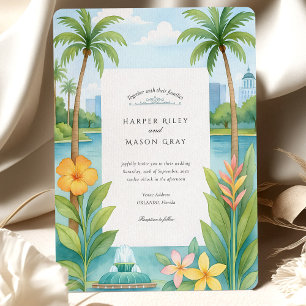 Invitación Boda de destino en acuarela Orlando Florida