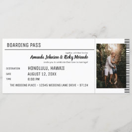 Invitación Boda de destino en blanco y negro con foto