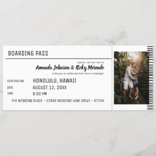 Invitación Boda de destino en blanco y negro con foto