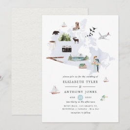Invitación Boda de destino en Canadá con acuarela