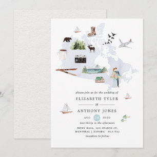 Invitación Boda de destino en Canadá con acuarela