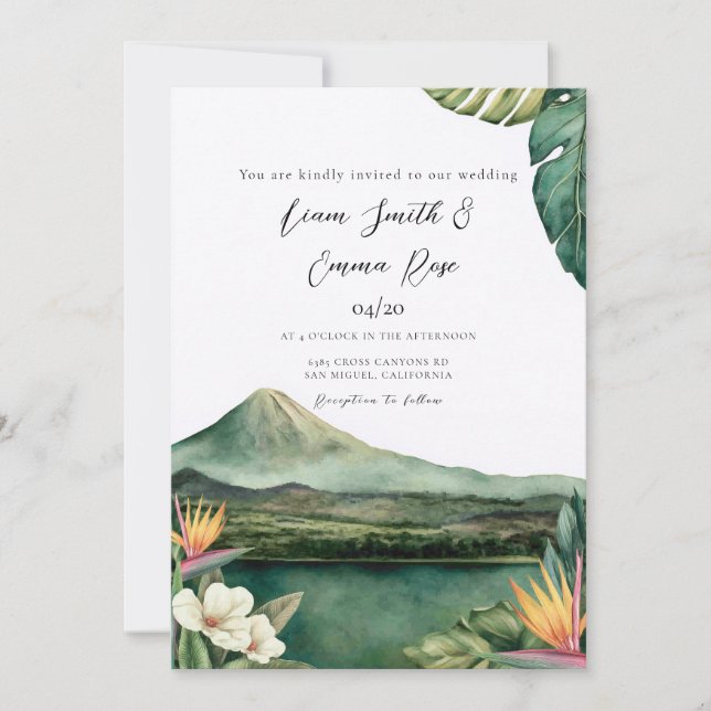 Invitación Boda de destino en Costa Rica  (Anverso)