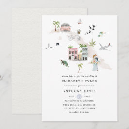 Invitación Boda de destino en Cuba con acuarela