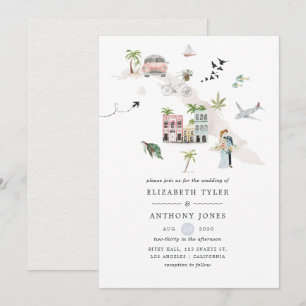 Invitación Boda de destino en Cuba con acuarela