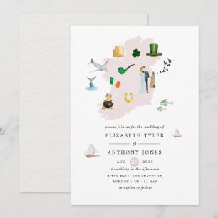 Invitación Boda de destino en Dublín Irlanda acuarela