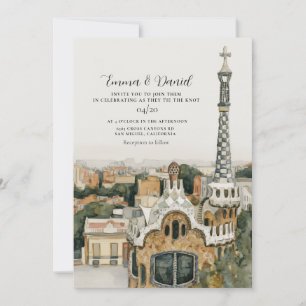 Invitación Boda de destino en el horizonte de BARCELONA Españ
