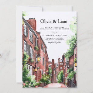 Invitación Boda de destino en el horizonte de Boston