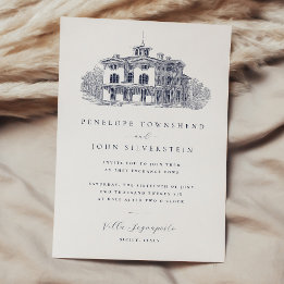 Invitación Boda de destino en elegante villa italiana vintage