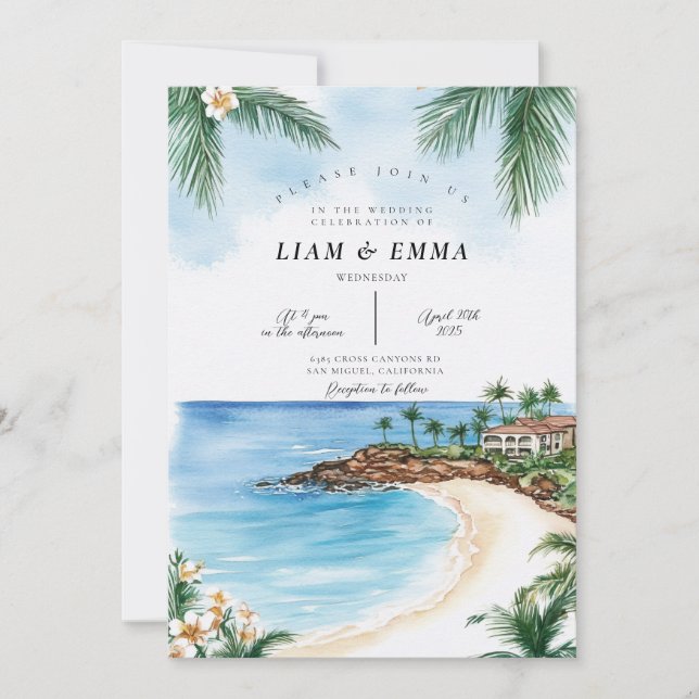 Invitación Boda de destino en Florida Keys, Key Largo (Anverso)