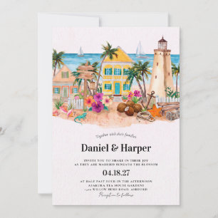 Invitación Boda de destino en Key West con acuarela