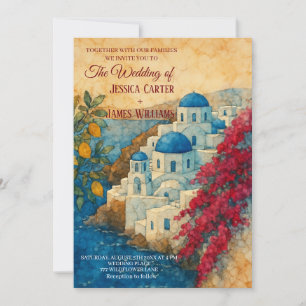 Invitación Boda de Destino en la Isla Griega de Santorini