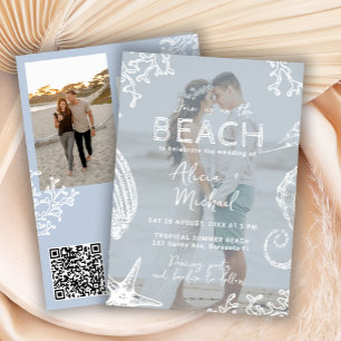 Invitación Boda de destino en la playa del océano costero tod