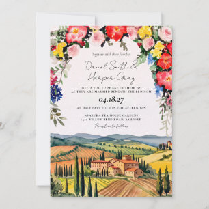 Invitación Boda de destino en la Toscana Italia acuarela