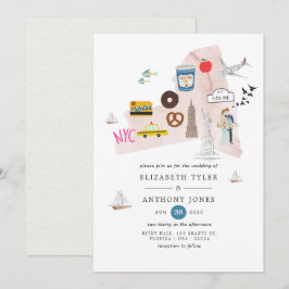 Invitación Boda de destino en Nueva York EE. UU. con acuarela