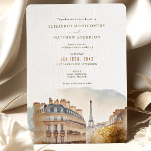 Invitación Boda de destino en París Francia Acuarela