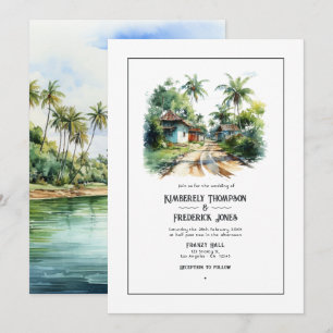 Invitación Boda de destino en República Dominicana con acuare