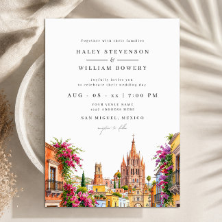 Invitación Boda de destino en San Miguel México con acuarela