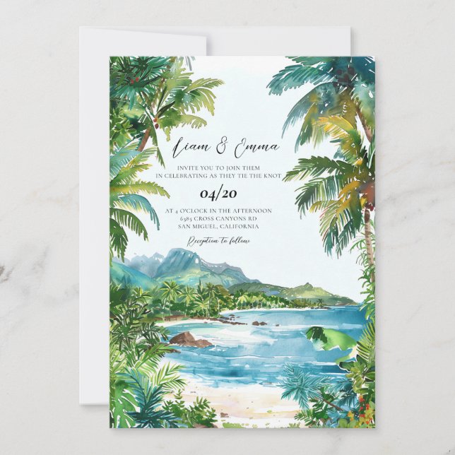 Invitación Boda de destino en Seychelles (Anverso)