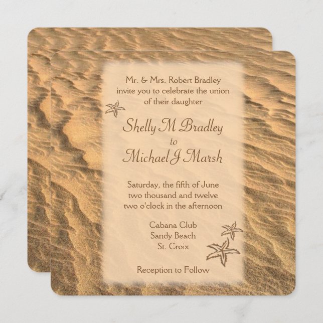 Invitación Boda de Destino en Starfish Beach (Anverso / Reverso)