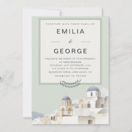 Invitación Boda de destino en verde oliva | Elegante