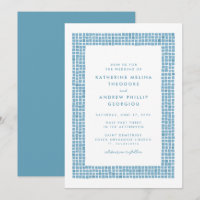 Boda de destino griega azul simple marco de azulej